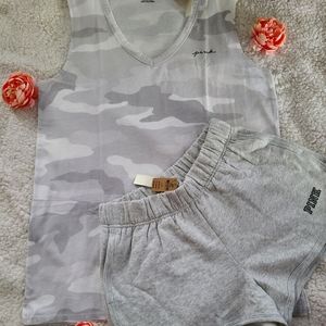 💗NWT💗 VS Pink Camo Tank Top & Varsity Shorts!